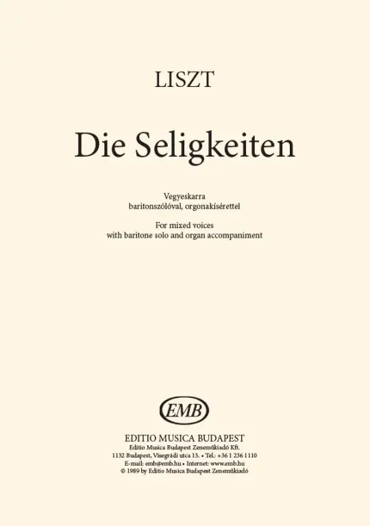 Liszt Ferenc Die Seligkeiten
