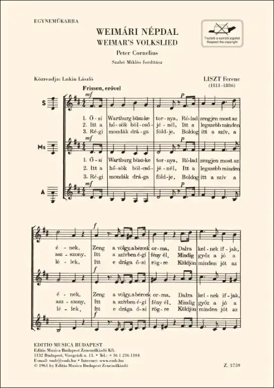 Liszt Ferenc Weimari népdal / Serkentő
