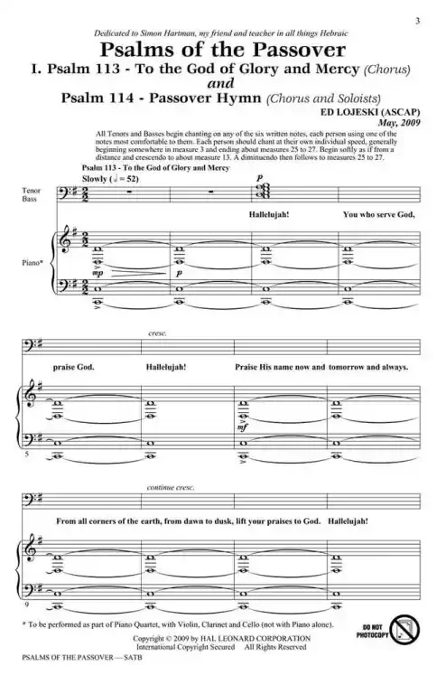 Lojeski, Ed Psalms of the Passover