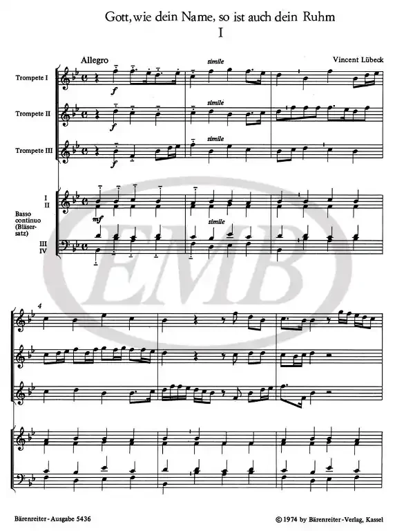 Lübeck, Vincent Gott, wie dein Name, so ist auch dein Ruhm