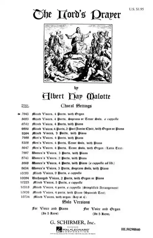 Malotte, Albert H. The Lord‘s Prayer (TTBB)