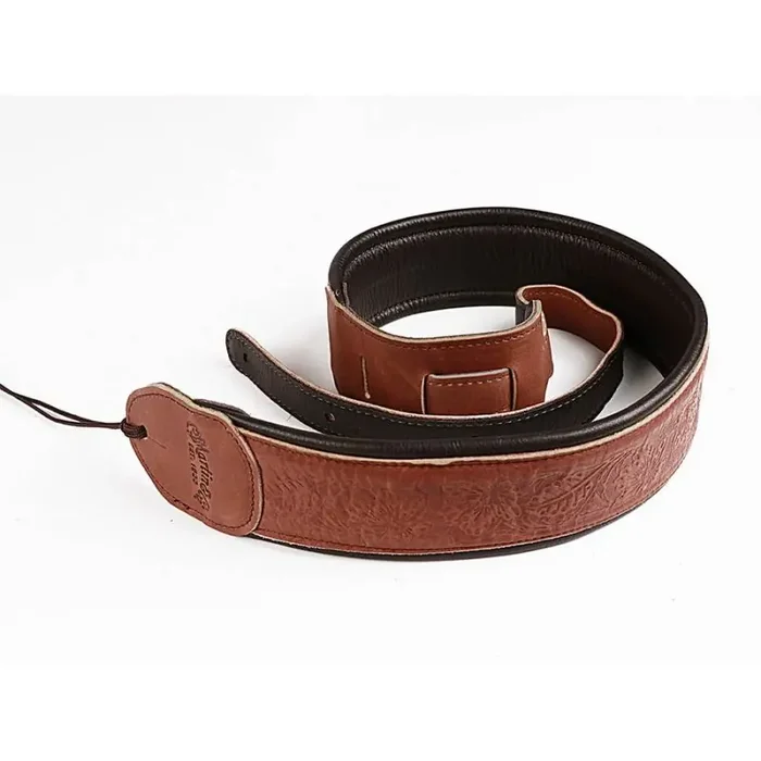 Martin embossed garment leather guitar strap 2,5″ brown