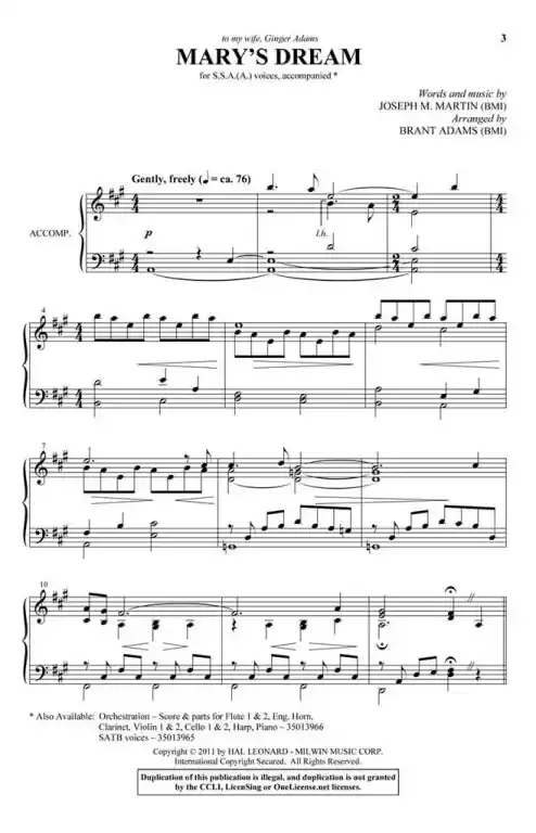 Martin, Joseph M. Mary‘s Dream