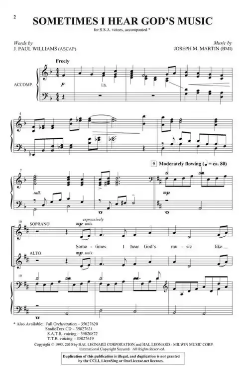 Martin, Joseph M. Sometimes I Hear God‘s Music