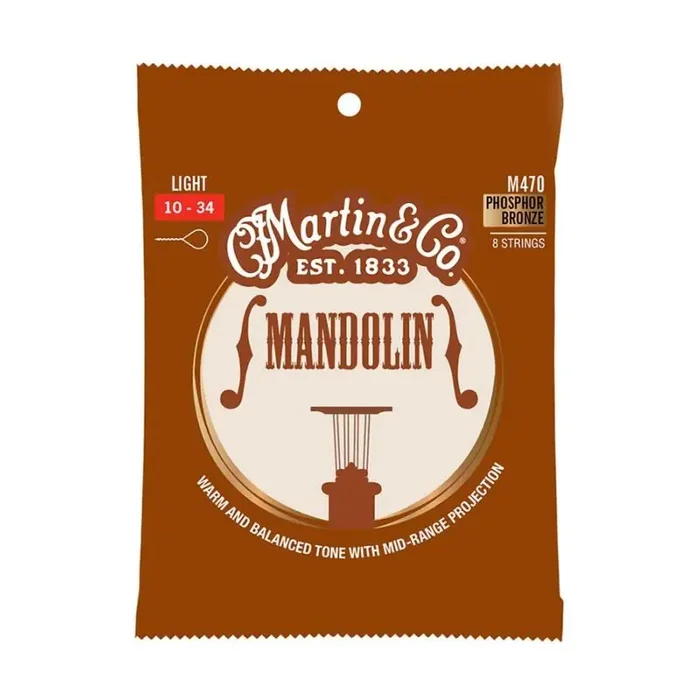Martin string set mandolin phosphor bronze wound, light 010-010-014-014-024-024-034-034