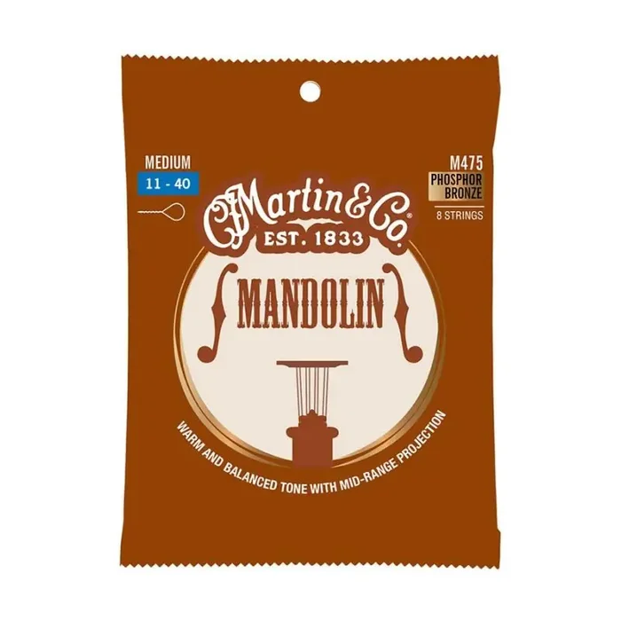 Martin string set mandolin phosphor bronze wound, medium 011-011-015-015-026-026-040-040