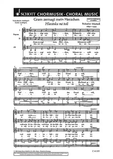 Martinu, Bohuslav Tschechische Madrigale ■ České madrigaly