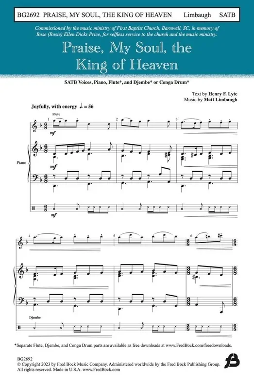 Matt Limbaugh Praise, My Soul, the King of Heaven Gemischter Chor mit Begleitung