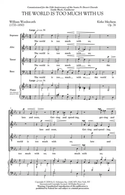 Mechem, Kirke The World Is too Much with Us