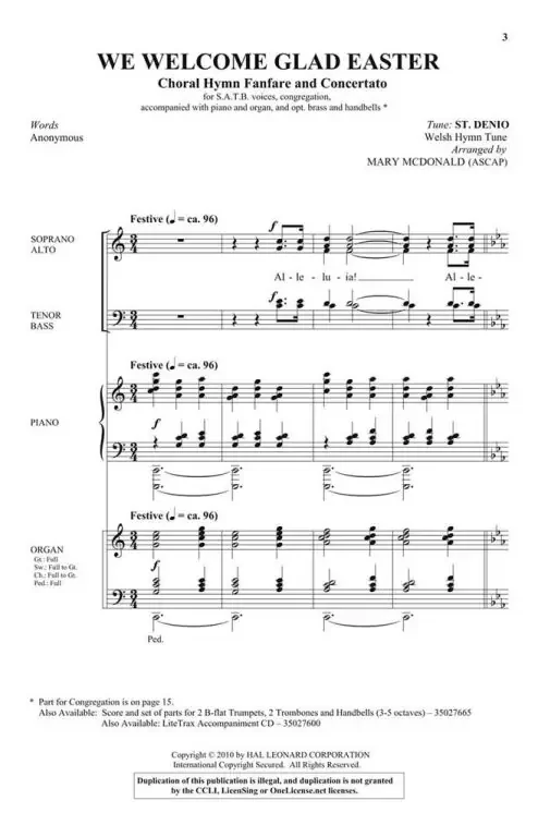 Melody, Welsh We Welcome Glad Easter