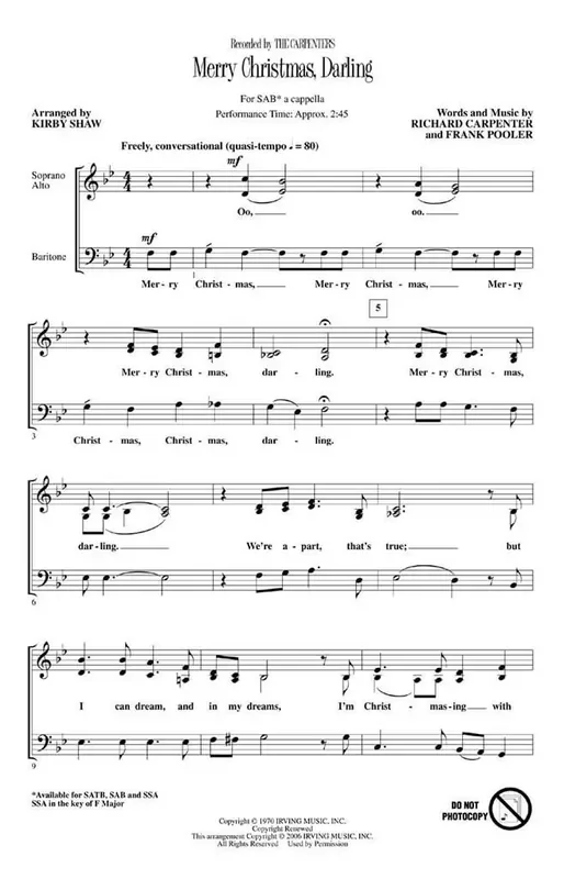 Merry Christmas, Darling (Arr. Kirby Shaw) Gemischter Chor A cappella