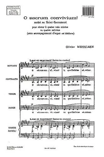 Messiaen, Olivier O SACRUM CONVIVIUM CHOEUR A CAPPELLA