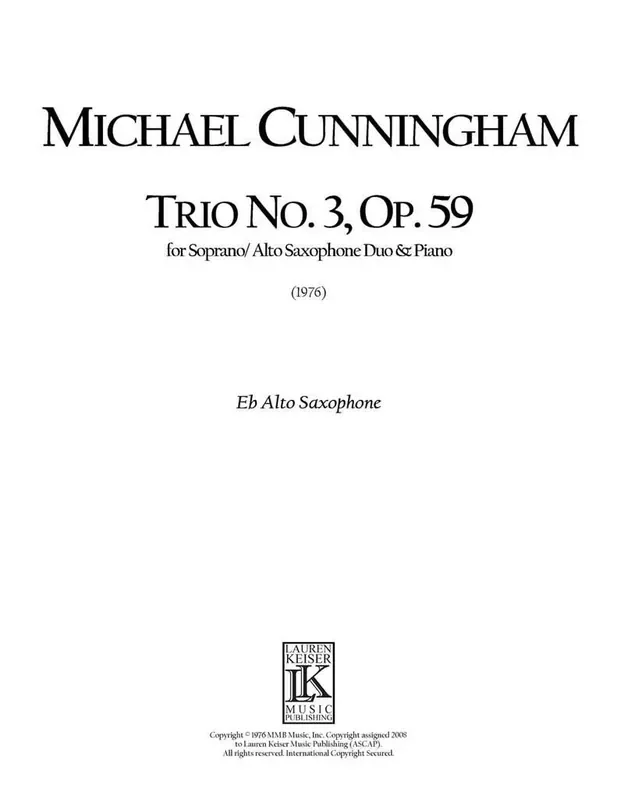 Michael Cunningham Trio No. 3, Op. 59 Saxophon