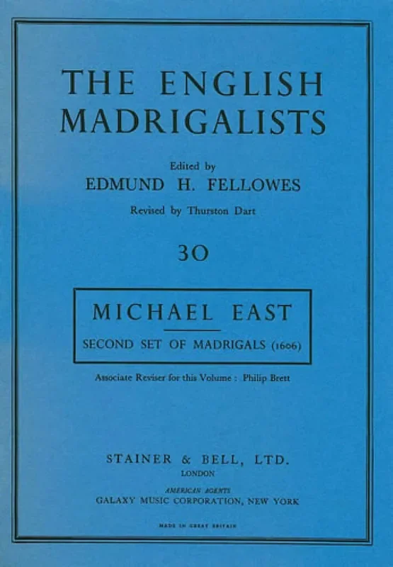 Michael East Second Set Of Madrigals Gemischter Chor mit Begleitung