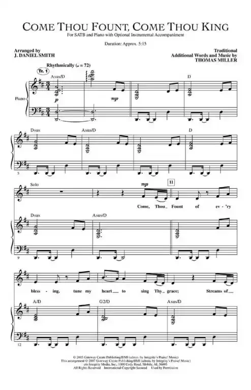 Miller, Thomas Come Thou Fount, Come Thou King