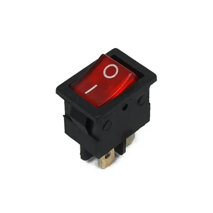 Mini Rocker switch, 2 postion, DPST, ON-OFF, lighted red