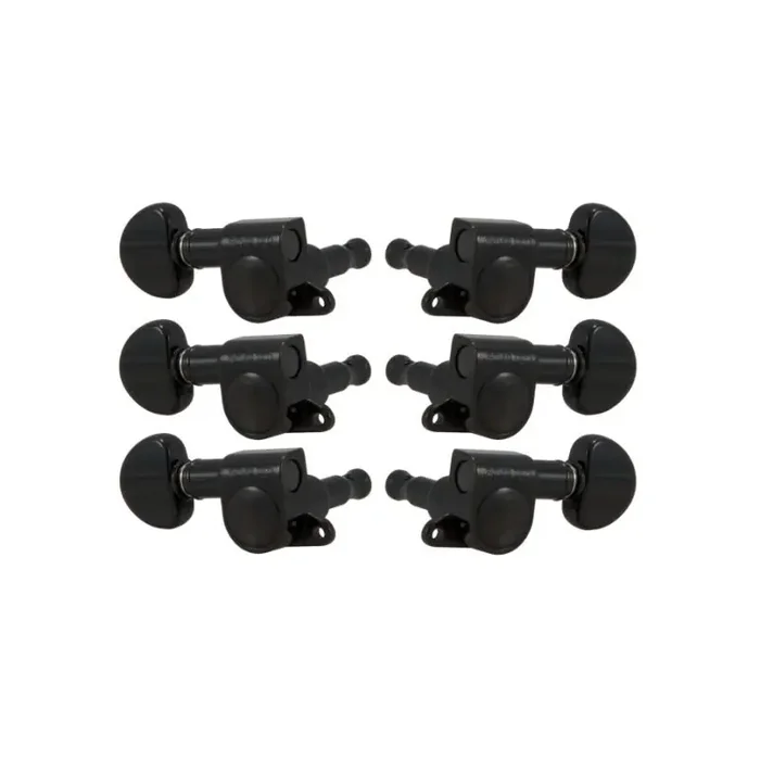 Mini Rotomatics Guitar Machine Heads, Black Chrome / 3 + 3