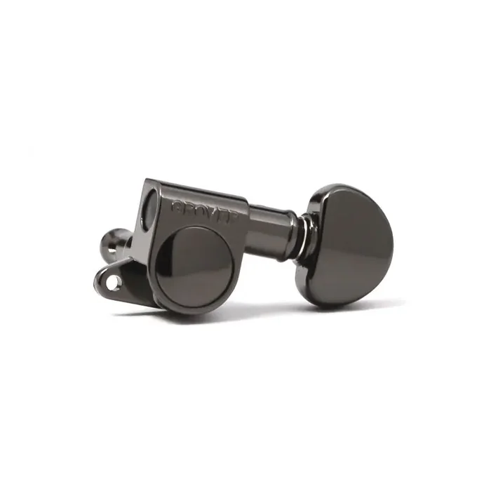 Mini Rotomatics Guitar Machine Heads, Black Nickel / 6-in-Line (Left / Bass Side)