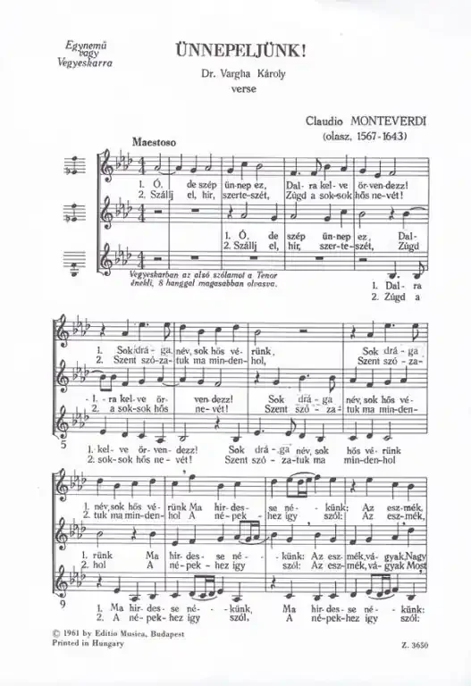 Monteverdi, Claudio Ünnepeljünk