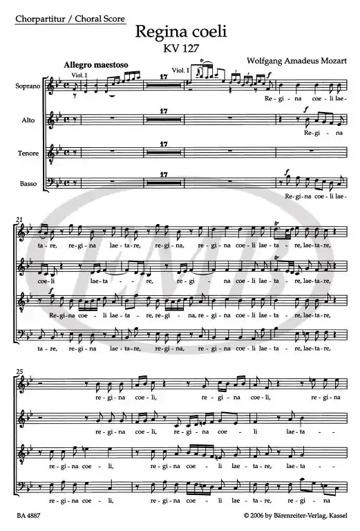 Mozart, Wolfgang Amadeus Regina coeli