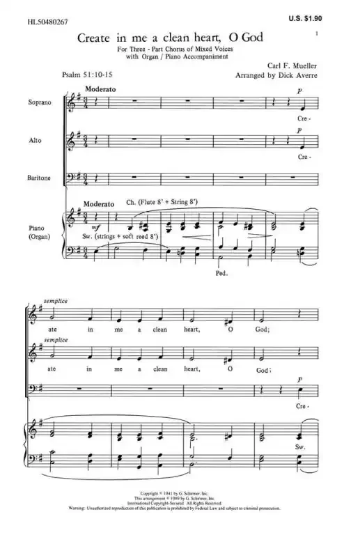 Mueller, Carl F. Create In Me Clean Heart O God