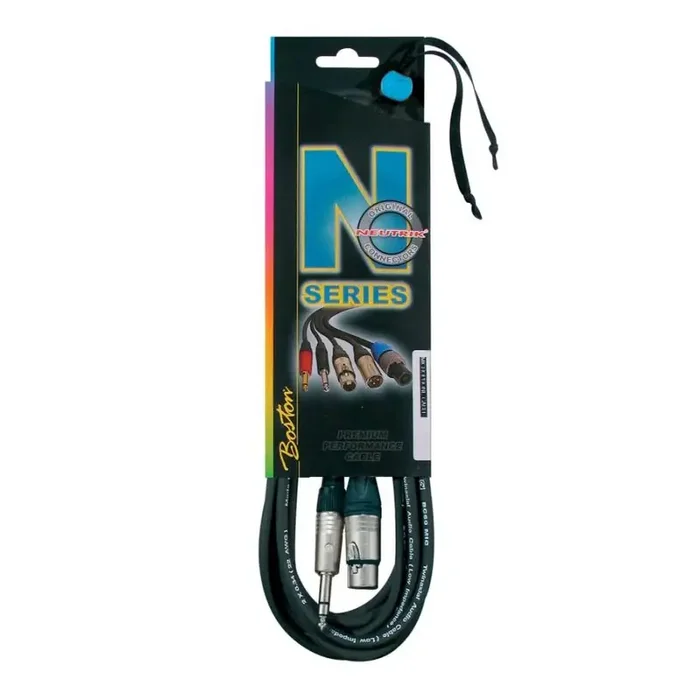 N-Series microfoonkabel, xlr fem, stereo jack, 5 meter, Neutrik connectoren