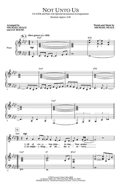 Neale, Michael Not Unto Us