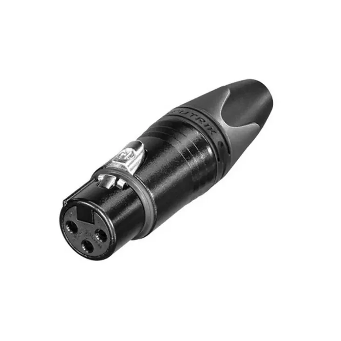 Neutrik xlr plug, female, 3-pole, silver contacts, black housing