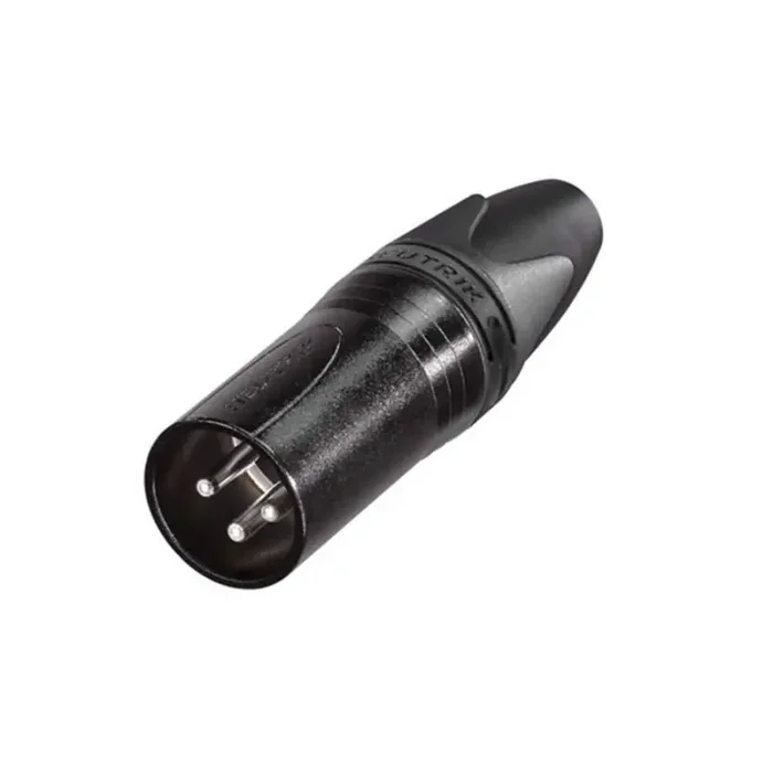 Neutrik xlr plug, male, 3-pole, silver contacts, black housing