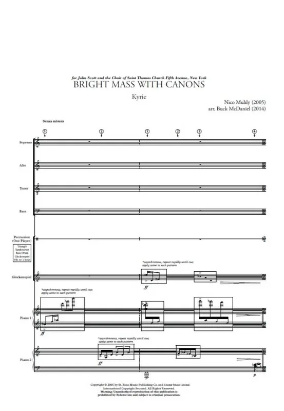 Nico Muhly Bright Mass With Canons (Arr. Buck McDaniel) Gemischter Chor mit Begleitung