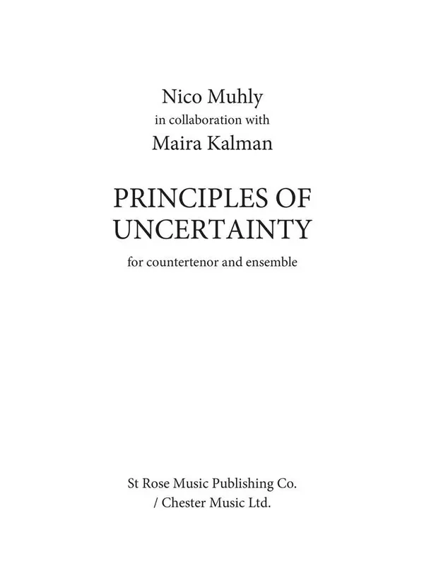 Nico Muhly Principles Of Uncertainty Kammerensemble