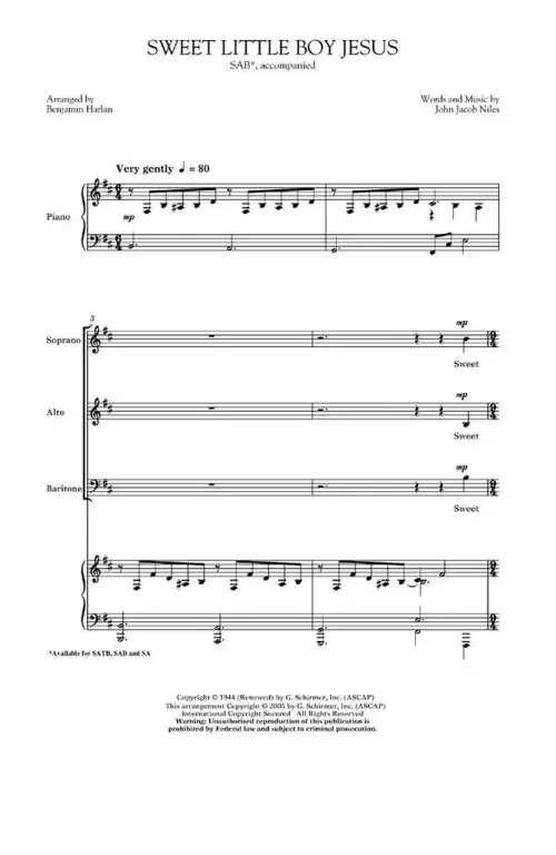 Niles, John Jacob Sweet Little Boy Jesus