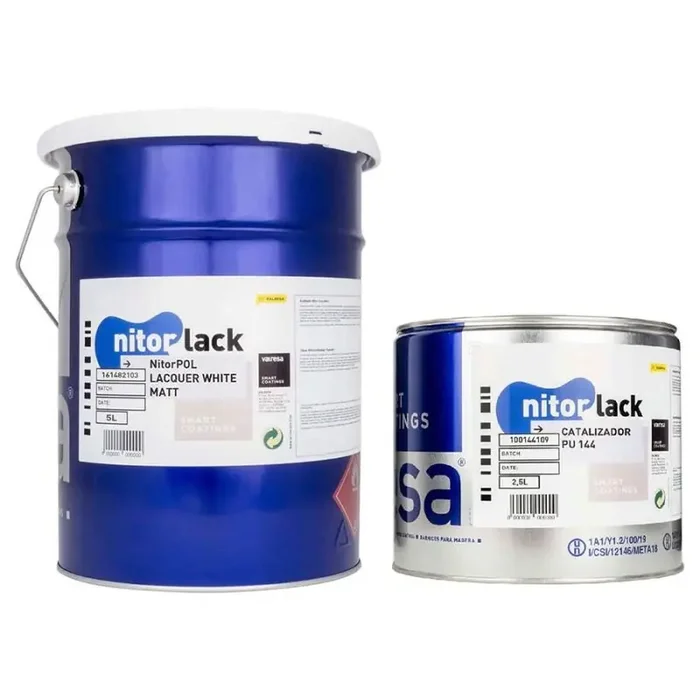 NitorLACK NitorPOL polyurethane lacquer, white matte – 5L can + 2,5L hardener