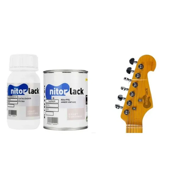 NitorLACK NitorPOL polyurethane paint amber vintage gloss – 500ml can + 250ml hardener
