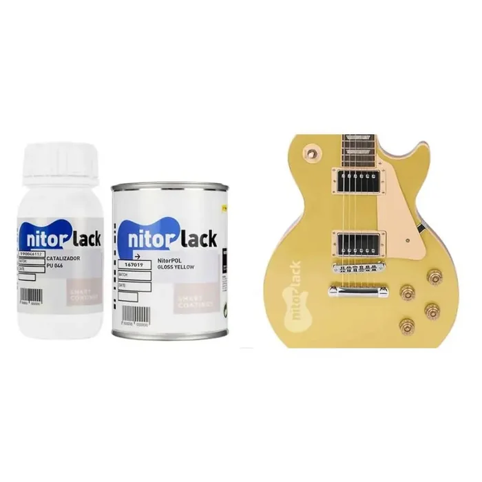 NitorLACK NitorPOL polyurethane paint gloss yellow – 500ml can + 250ml hardener