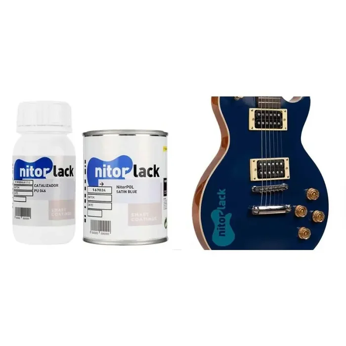 NitorLACK NitorPOL polyurethane paint satin blue – 500ml can + 250ml hardener
