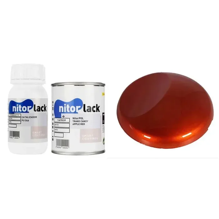 NitorLACK NitorPOL polyurethane paint trans candy apple red – 500ml can + 250ml hardener