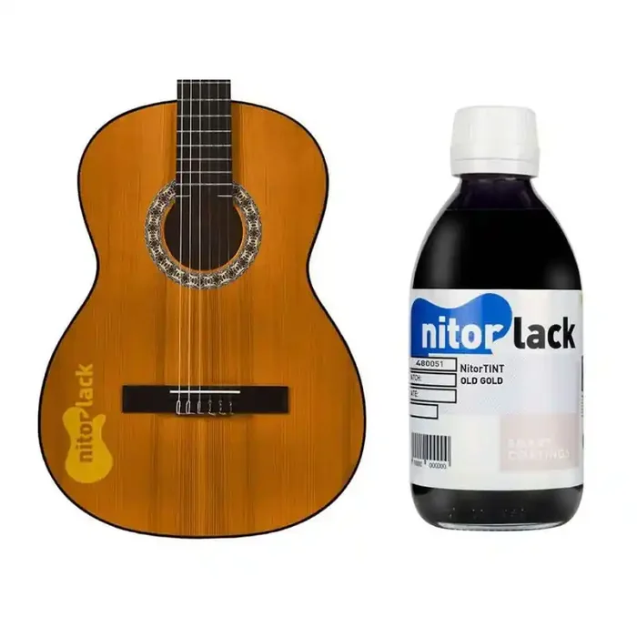 NitorLACK NitorTINT dye old gold for classical guitar – 250ml bottle