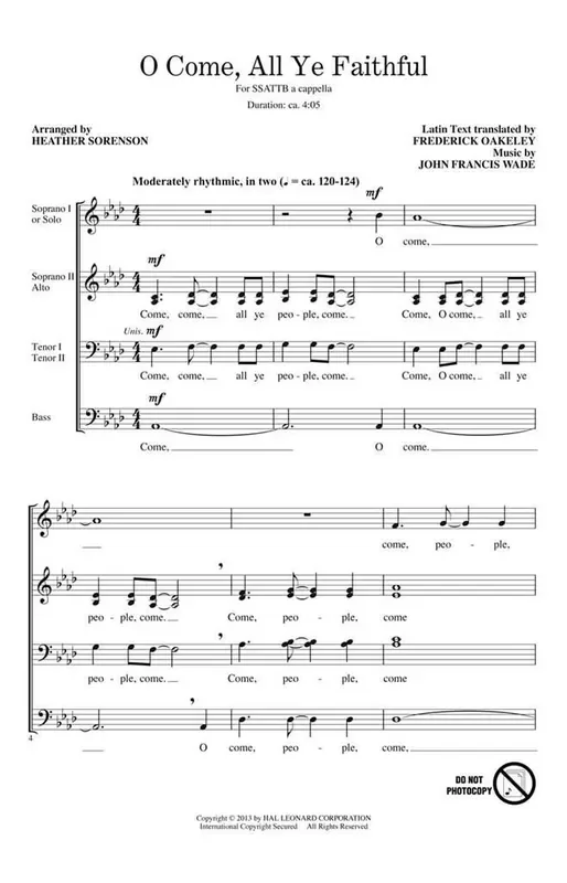 O Come, All Ye Faithful (Arr. Heather Sorenson) Gemischter Chor A cappella