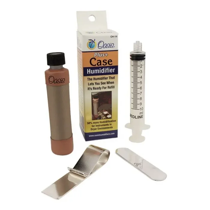 Oasis case humidifier Plus+, with magnetic clip and syringe, for very dry (below 25%) environments