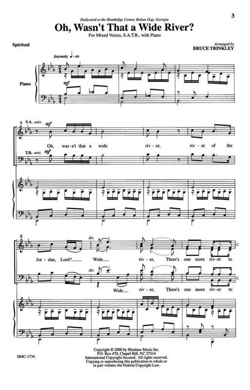 Oh, Wasn‘t That A Wide River? (Arr. Bruce Trinkley) Gemischter Chor mit Klavier/Orgel