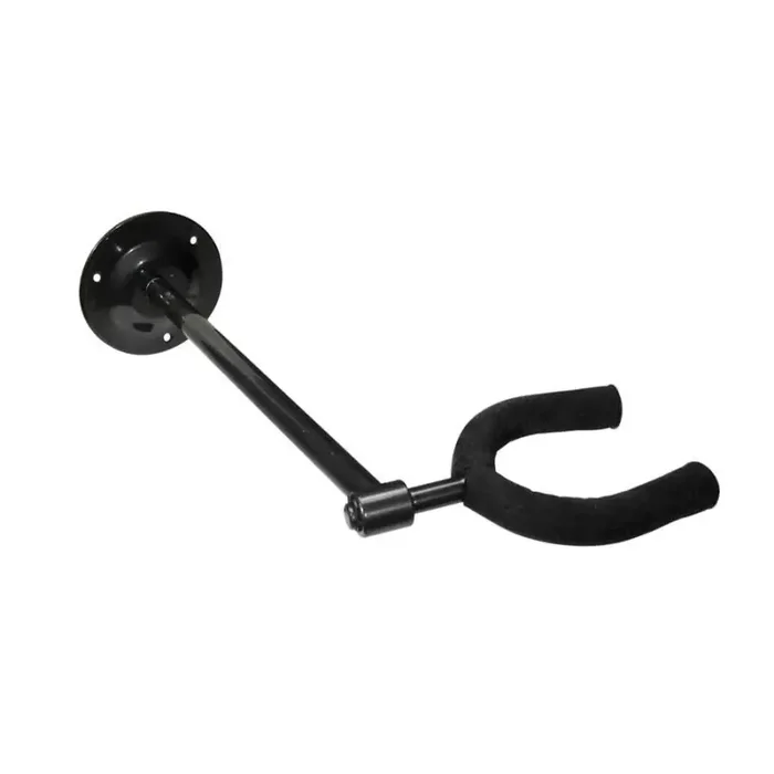 Ophanghaak voor gitaar, hoekmodel, wandbevestiging, grijszwart, met luxe draagbare houder