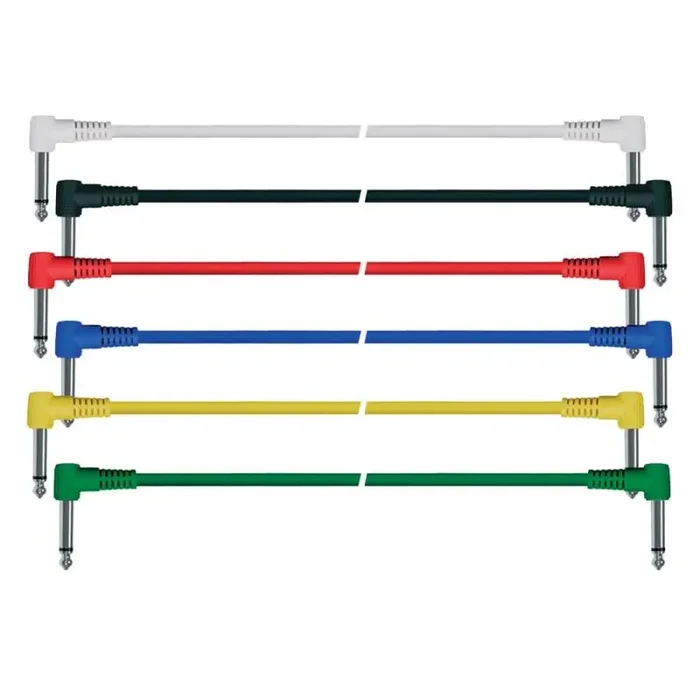 Patch kabels, mono, 0,9 meter, 6 stuks 6 kleuren, aangegoten haakse jacks