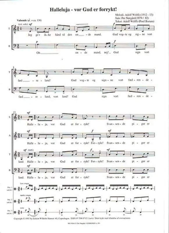 Per Nørgård Halleluja Vor Gud Er Forrykt Gemischter Chor mit Begleitung