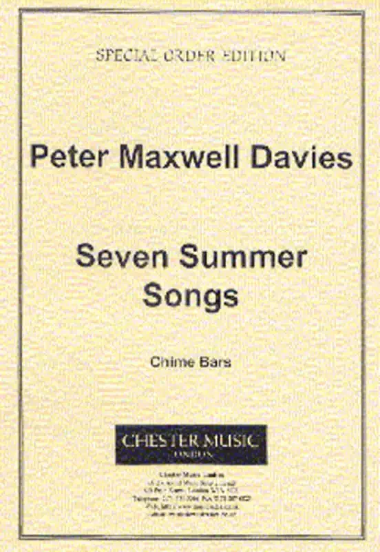 Peter Maxwell Davies Seven Summer Songs – Chime Bars Percussion Ensemble