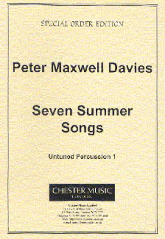 Peter Maxwell Davies Seven Summer Songs – Untuned Percussion 1 Percussion Ensemble