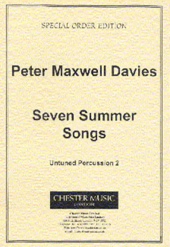 Peter Maxwell Davies Seven Summer Songs – Untuned Percussion 2 Percussion Ensemble