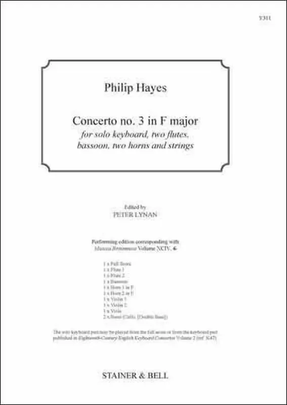 Philip Hayes Concerto no. 3 in F major Kammerensemble