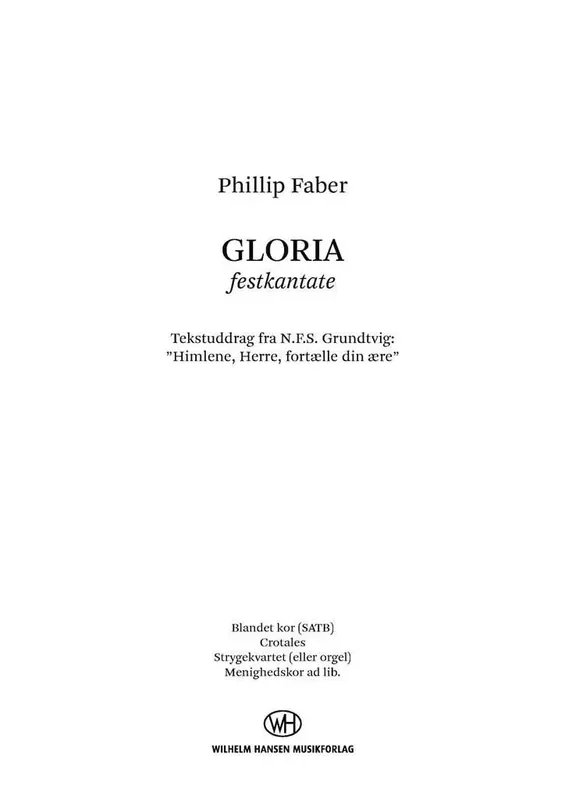 Phillip Faber Gloria Gemischter Chor mit Ensemble