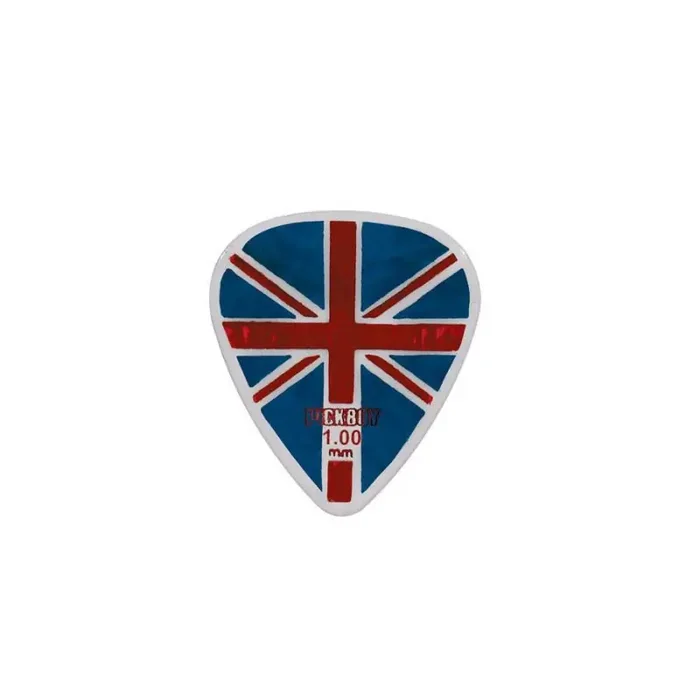 Pickboy Celltex picks with „union jack“-design, 50-pack, 1.00 mm.